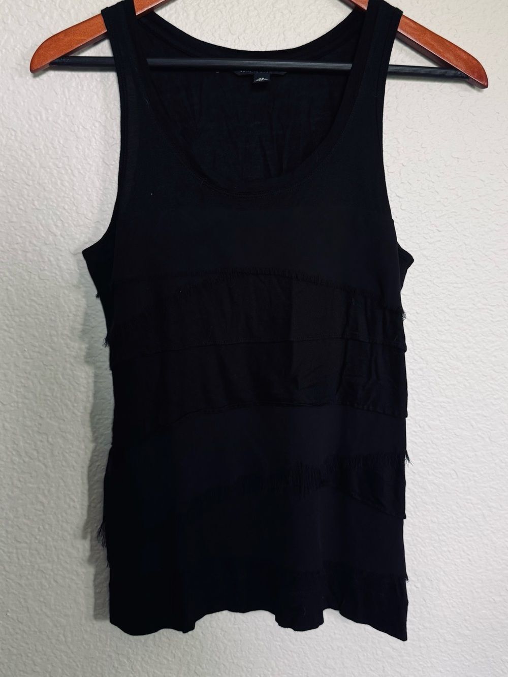 Banana Republic Tiered Layered Front Black Tank Top XS